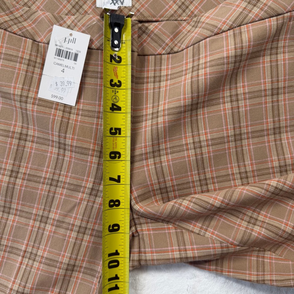 J. Jill Wearever Bi-Stretch Pants Womens 4 Camel Multi Plaid NWT Trousers - Picture 11 of 12